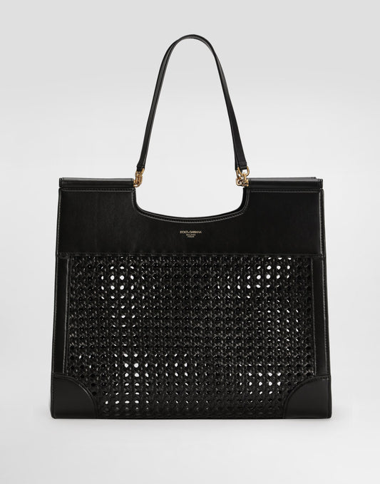 Shopping Sicily in straw and calfskin weave