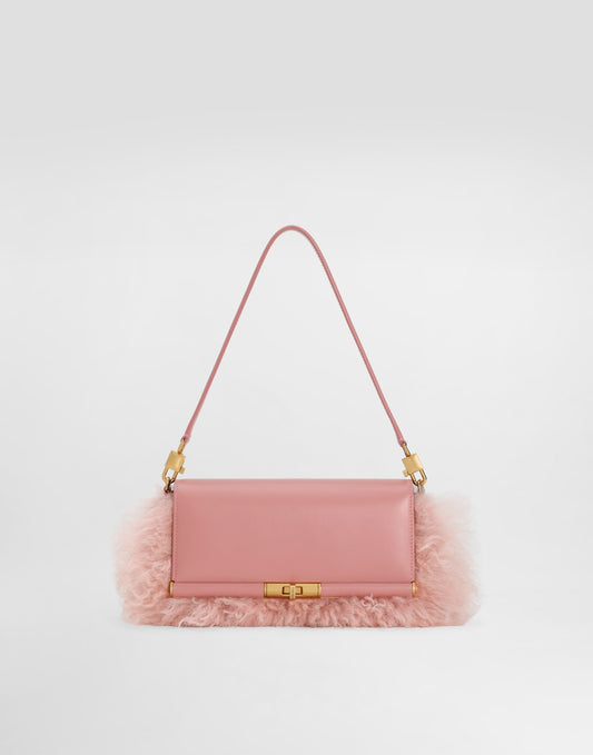 Marlene shearling and palmellato calfskin shoulder bag