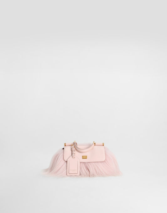 Mini My Sicily handbag in long-hair goat fur and plongé calfskin