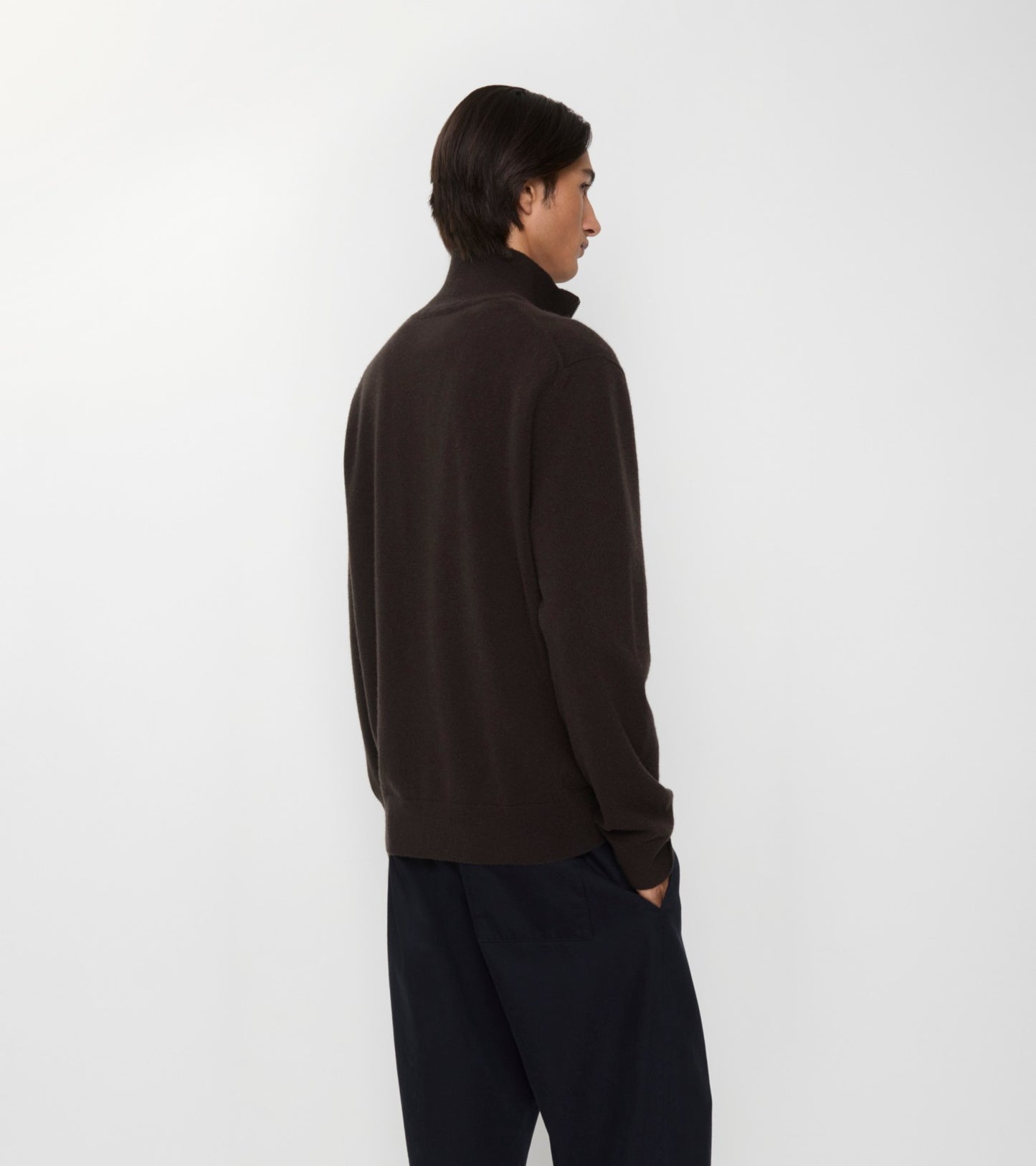 Cashmere Blend Half-zip Sweater in Scorched brown