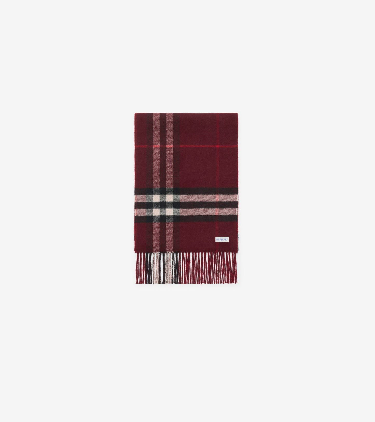 Contrast Check Cashmere Scarf in Post red/oxblood red