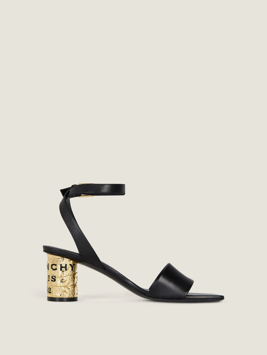 Tape heel sandals in leather