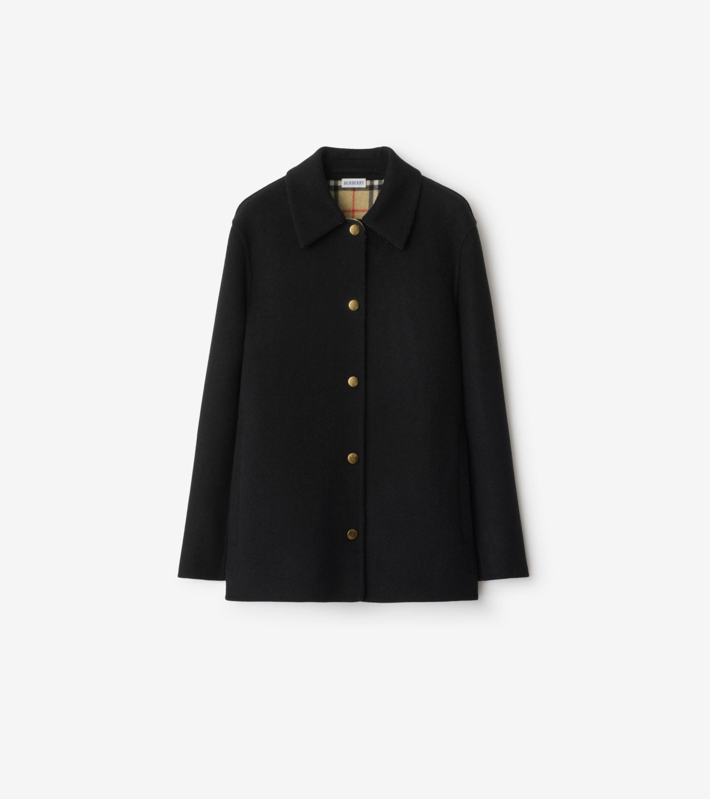 Wool Overshirt in Black/sand beige