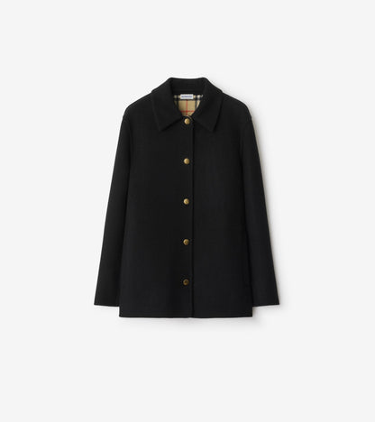 Wool Overshirt in Black/sand beige