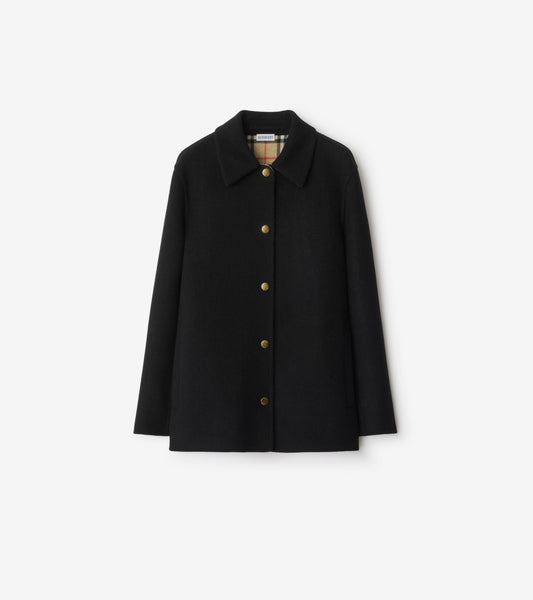 Wool Overshirt in Black/sand beige