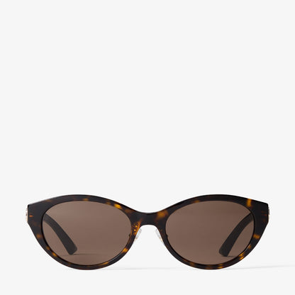 Benna Havana and Dark Brown Acetate Oval Sunglasses