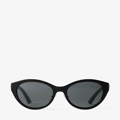 Benna Black and Grey Acetate Oval Sunglasses