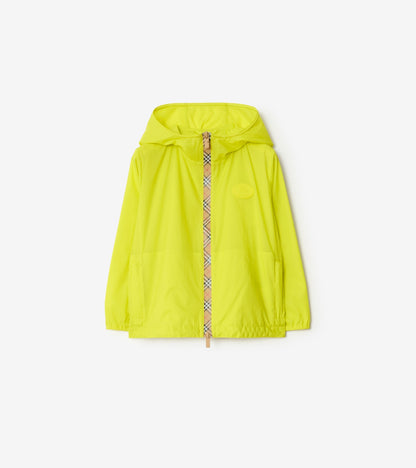 Checker-tape Nylon Hooded Jacket in Vivid lime