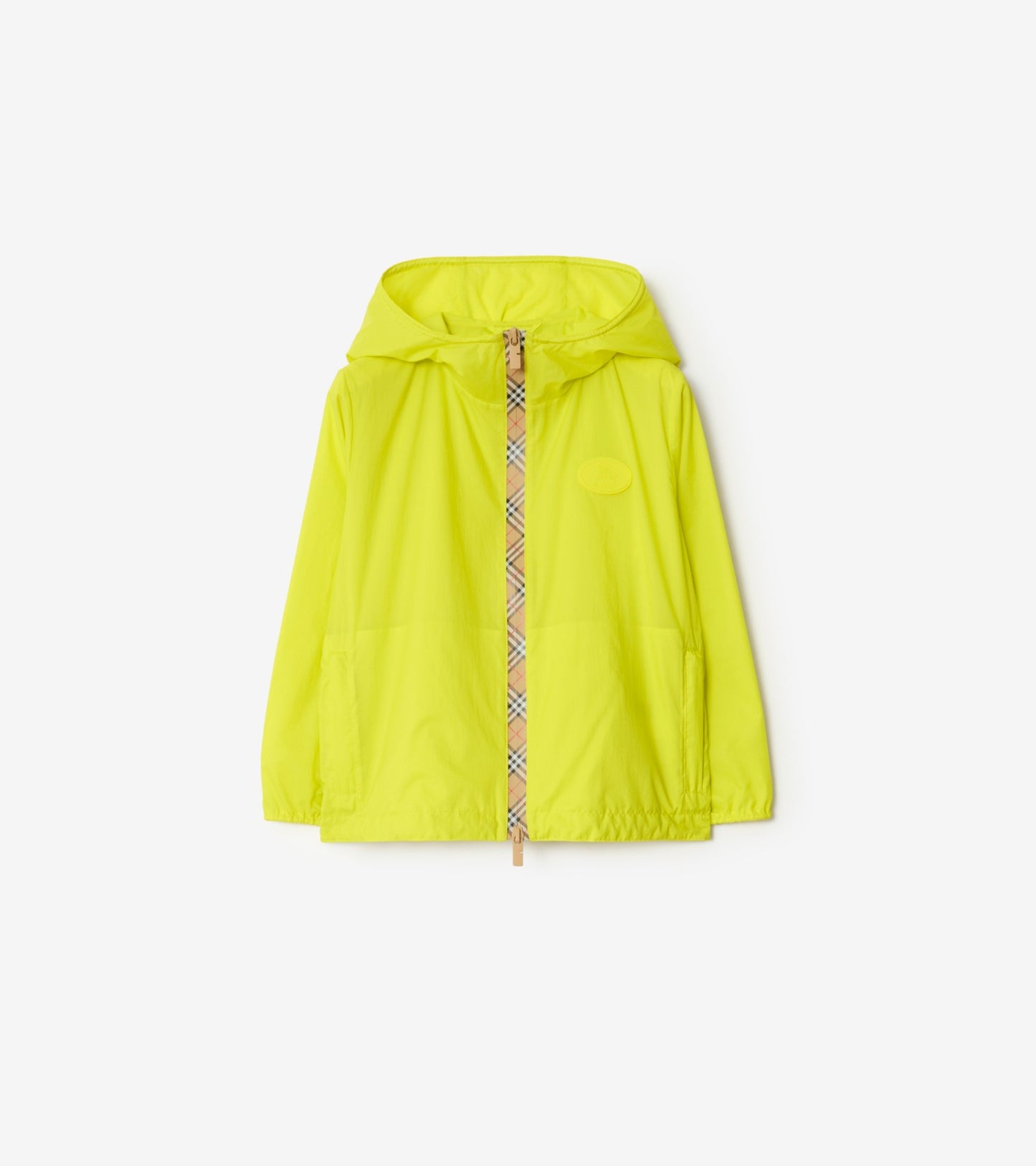 Checker-tape Nylon Hooded Jacket in Light mint
