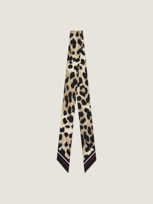 Bandeau in silk with leopard print