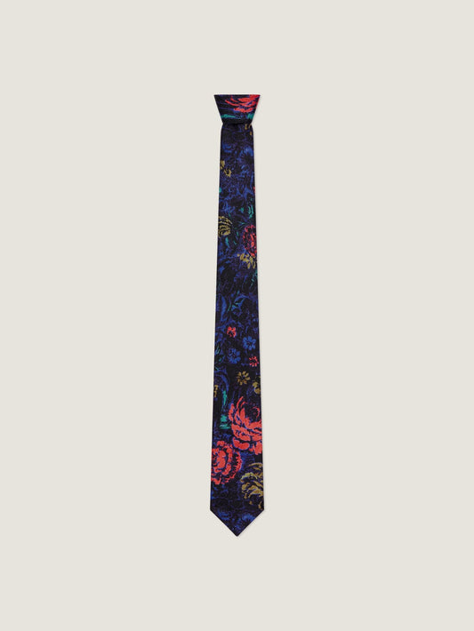 Tie in silk with floral print