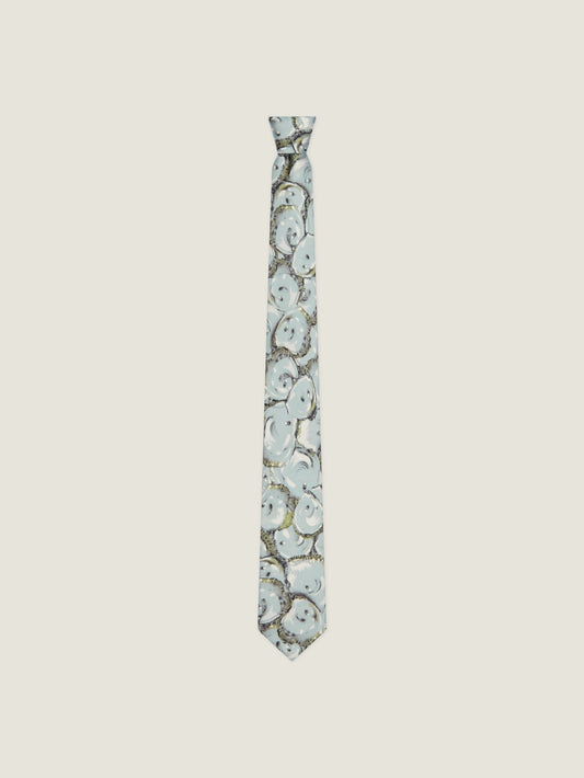 Tie in silk with oysters print