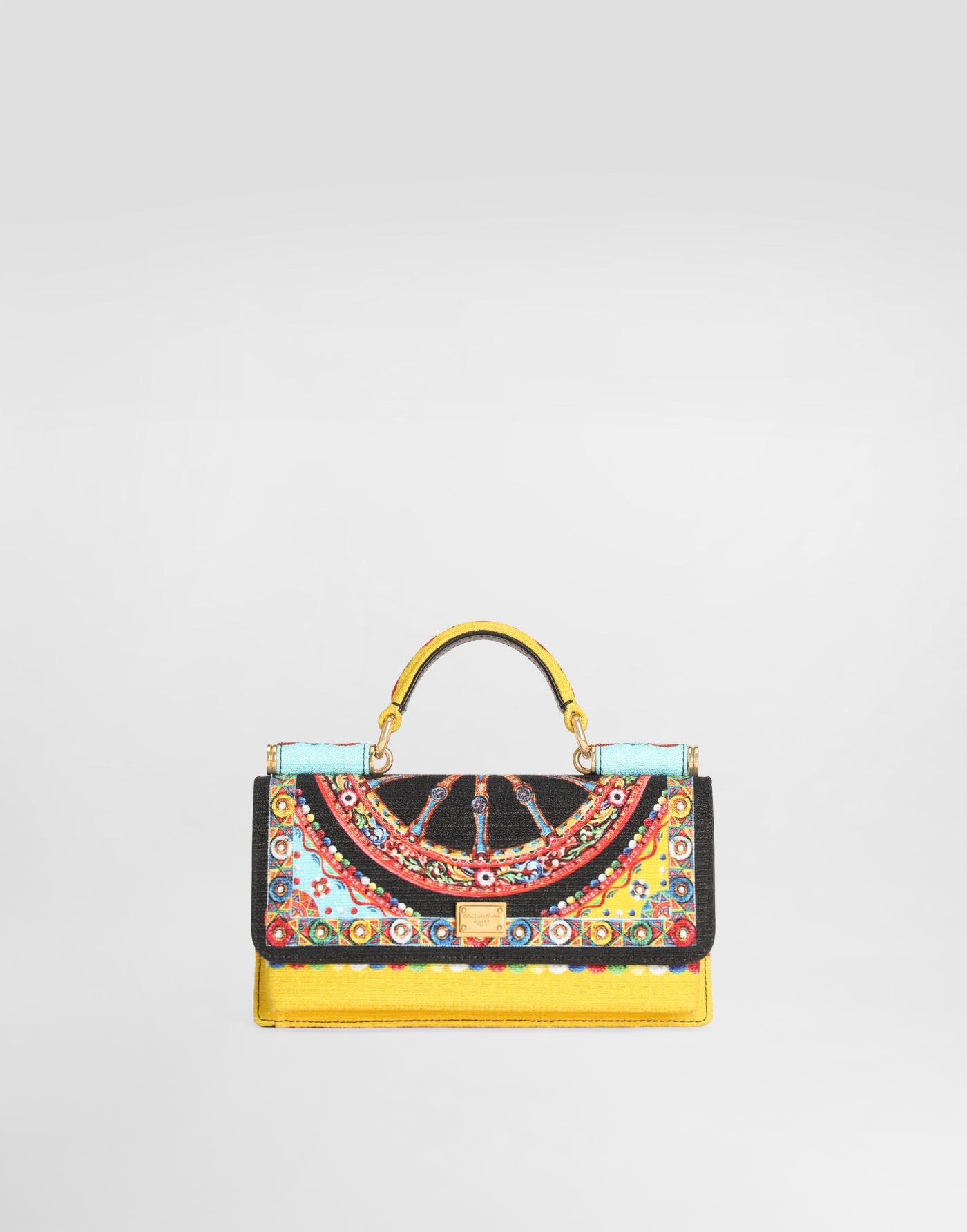 Phone bag in carretto-print canvas