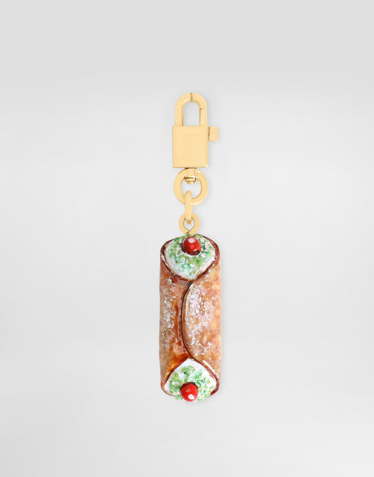 Sicily cannolo keychain charm