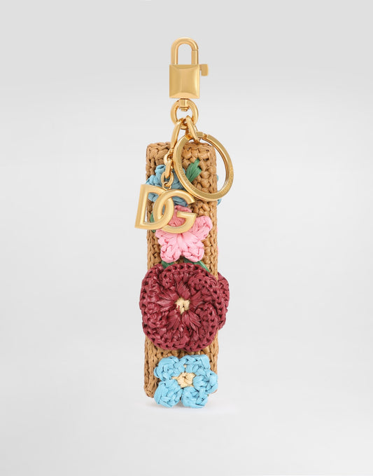 Crochet raffia keychain