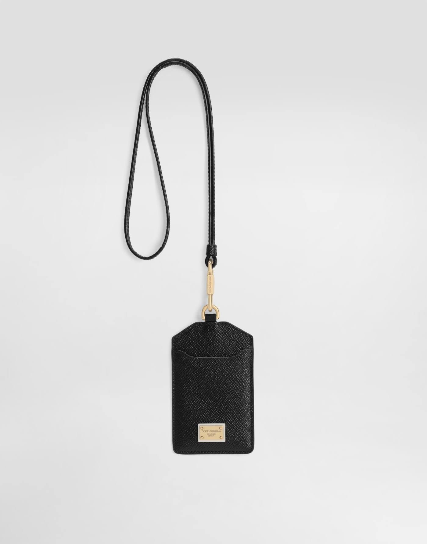 Dauphine calfskin keychain with plate
