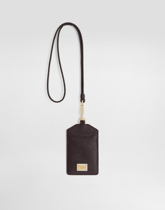 Dauphine calfskin keychain with plate