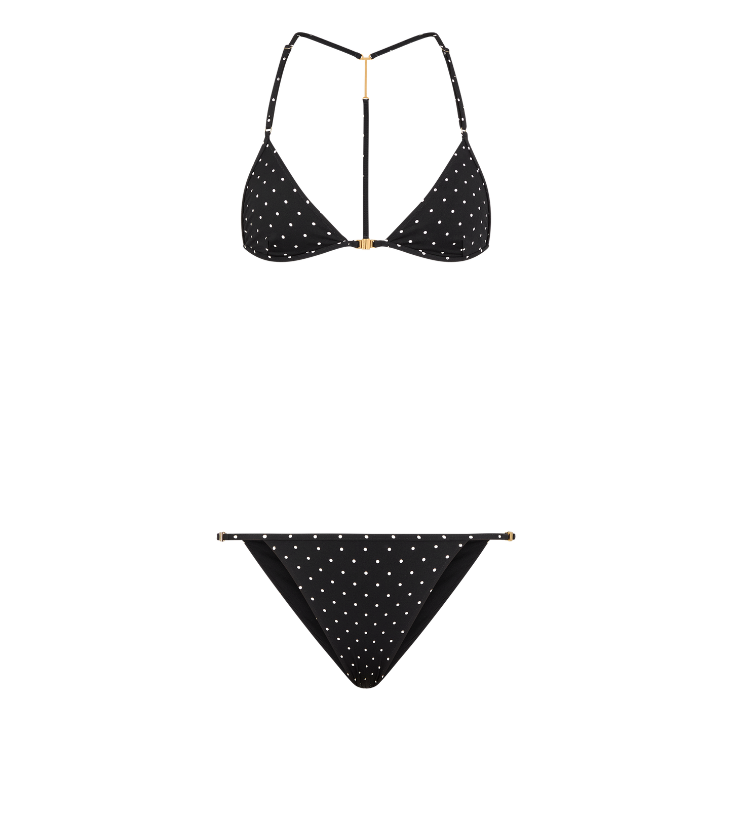 Polka Dot Triangle Bikini With T-Trim