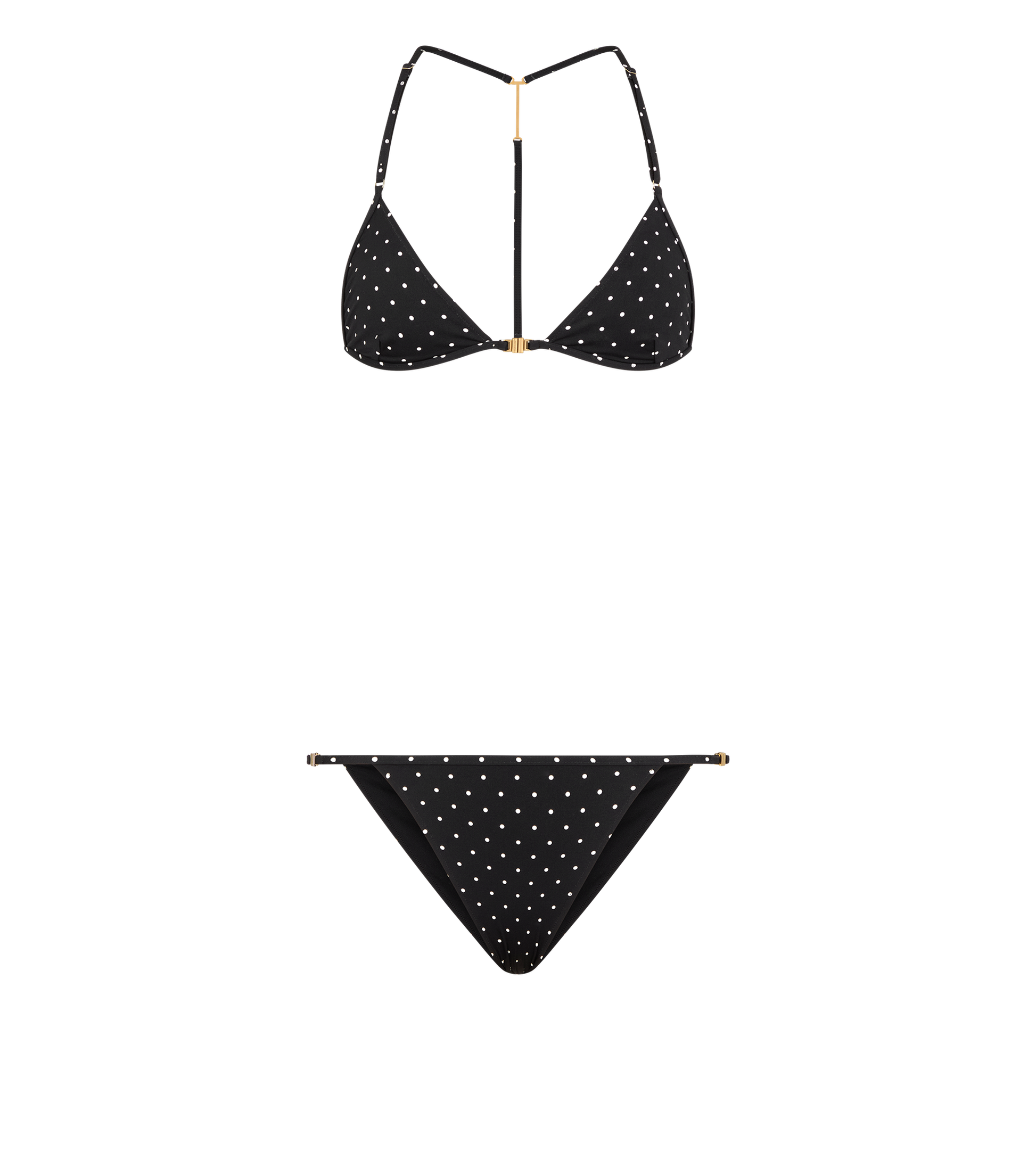 Polka Dot Triangle Bikini With T-Trim
