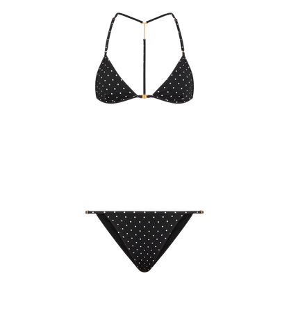 Polka Dot Triangle Bikini With T-Trim