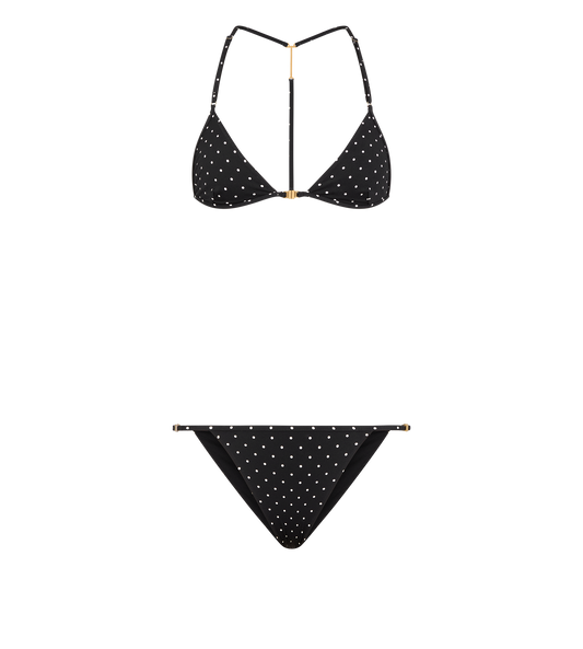 Polka Dot Triangle Bikini With T-Trim