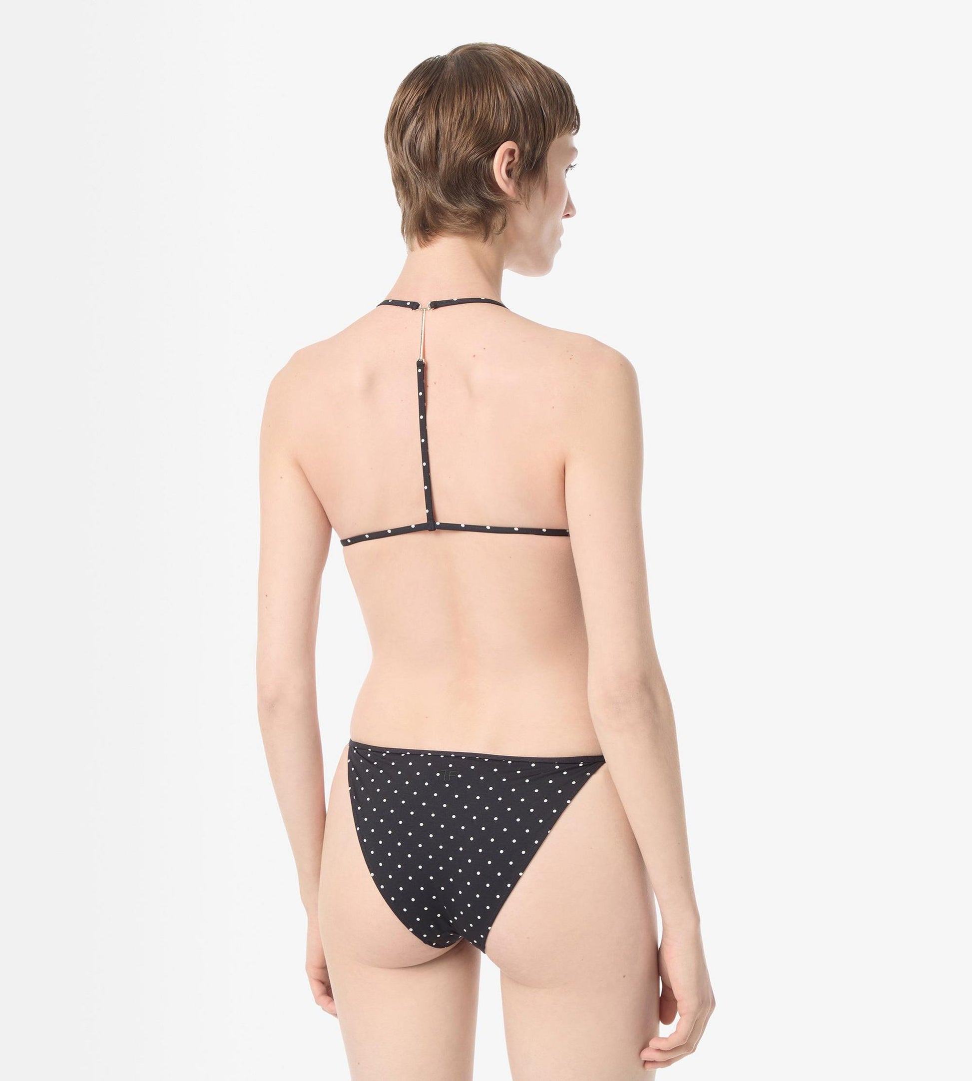 Polka Dot Triangle Bikini With T-Trim
