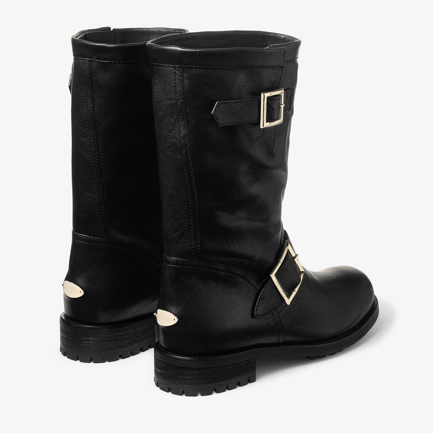 Biker Mid Black Biker Leather Ankle Boot
