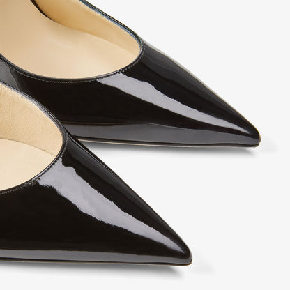 Bing 100 Black Patent Leather Mules with Crystal Strap