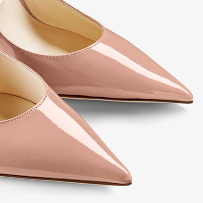 Bing 100 Ballet Pink Patent Leather Mules with Crystal Strap