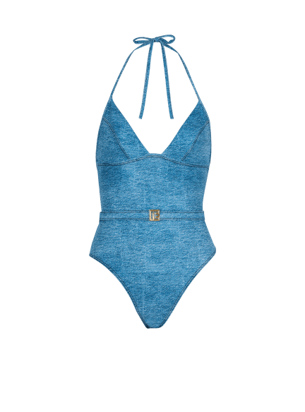 Denim one-piece swimsuit