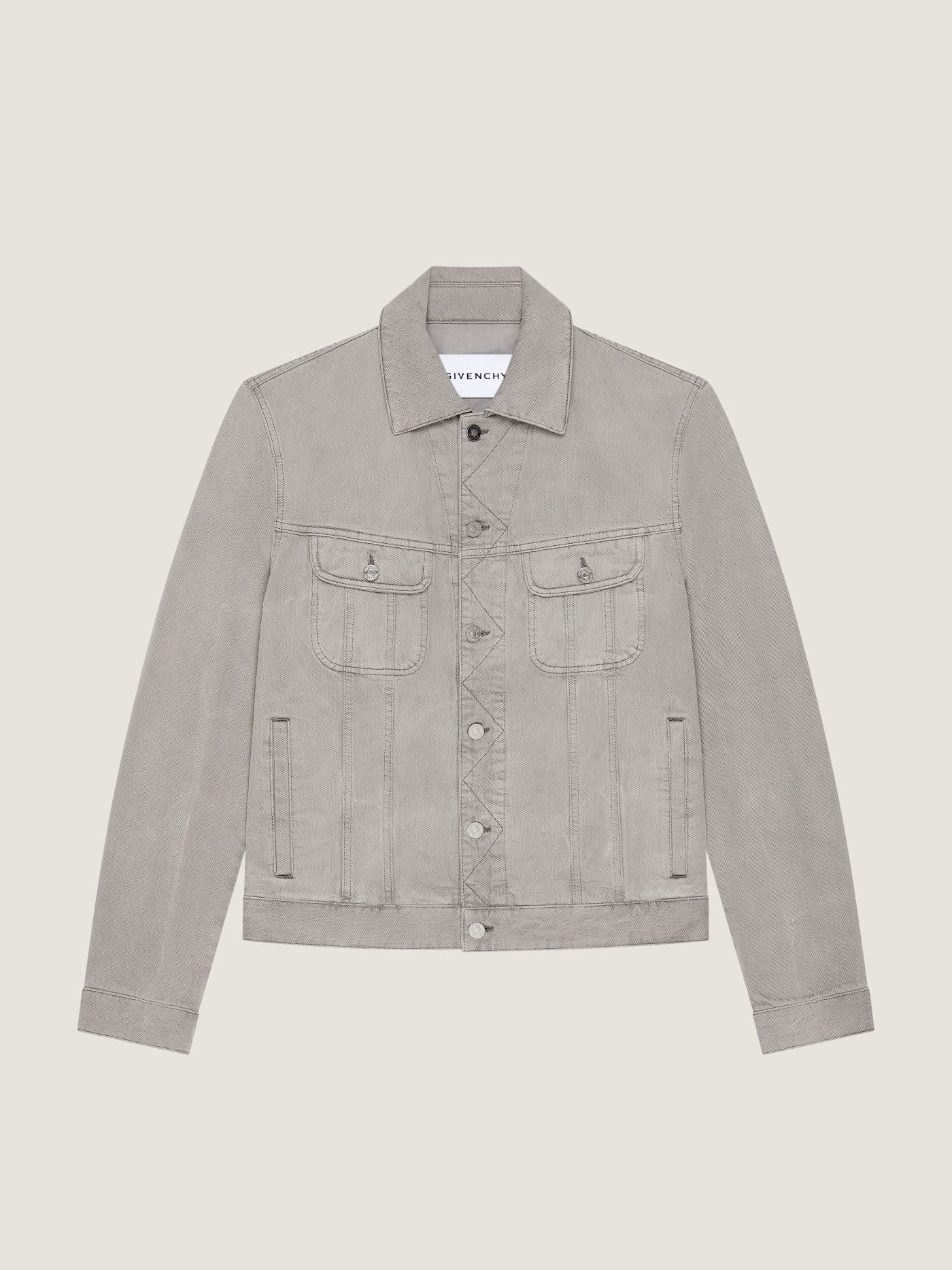 Jacket in grey denim with crease effect