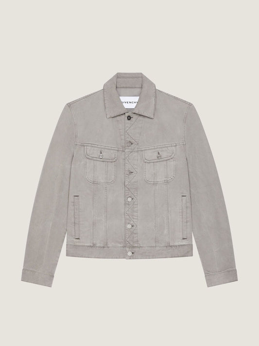 Jacket in grey denim with crease effect