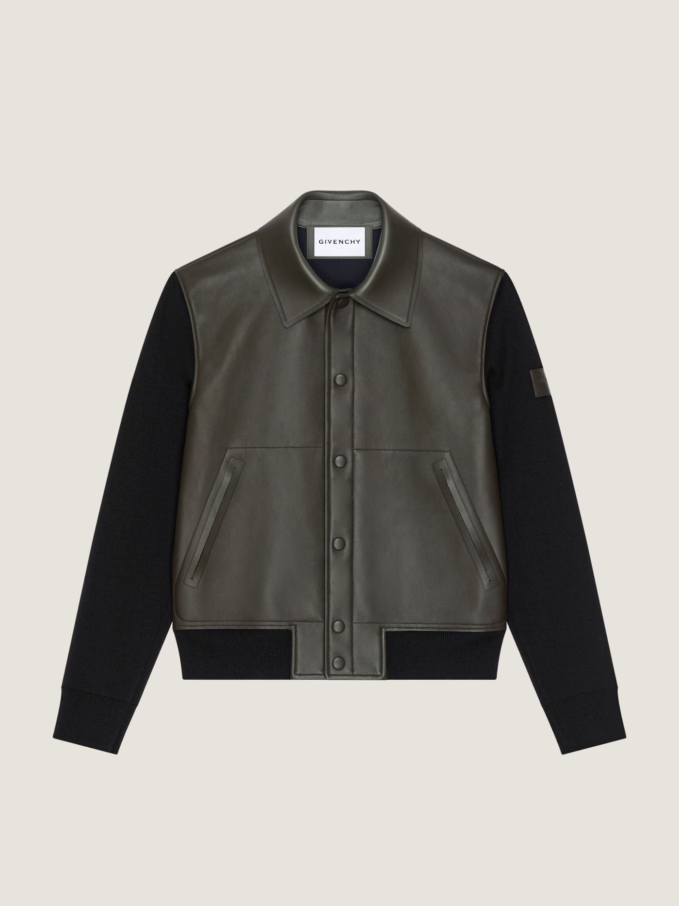 Mix material blouson with Givenchy Paris patch