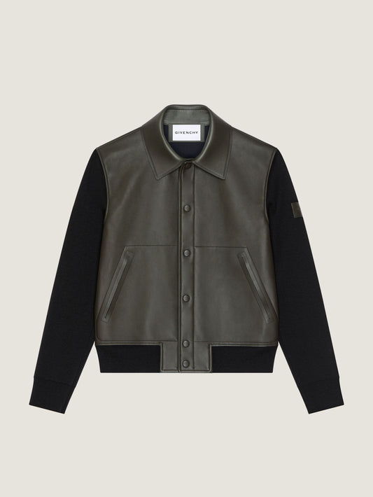 Mix material blouson with Givenchy Paris patch