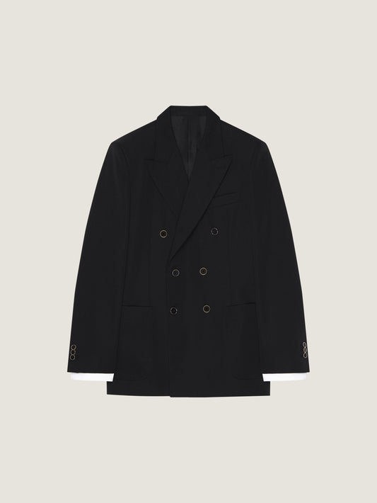 Double-breasted slim fit jacket in wool