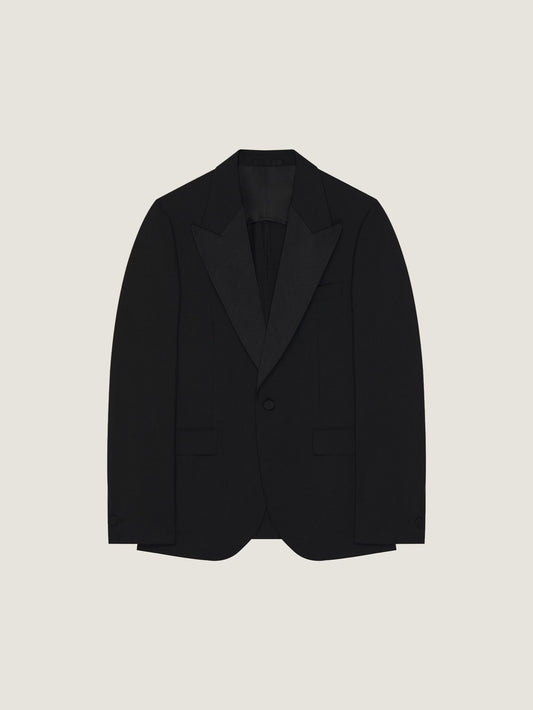 Single-breasted deconstructed jacket in wool and mohair