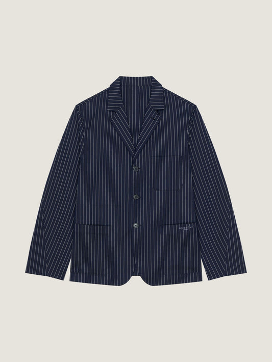 Single-breasted deconstructed striped jacket in cotton