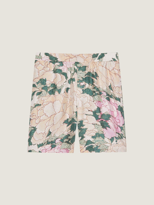 Bermuda shorts in silk with Pastel Flowers print