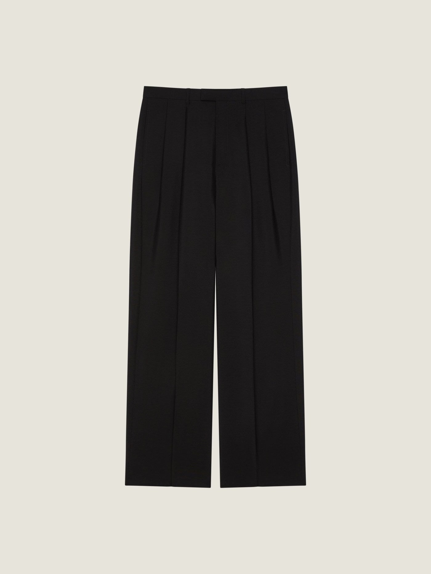 Double pleat pants in wool and mohair