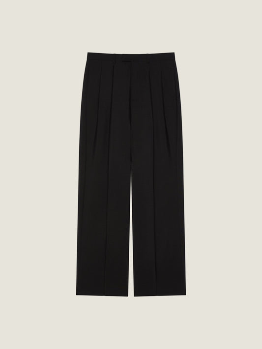 Double pleat pants in wool and mohair
