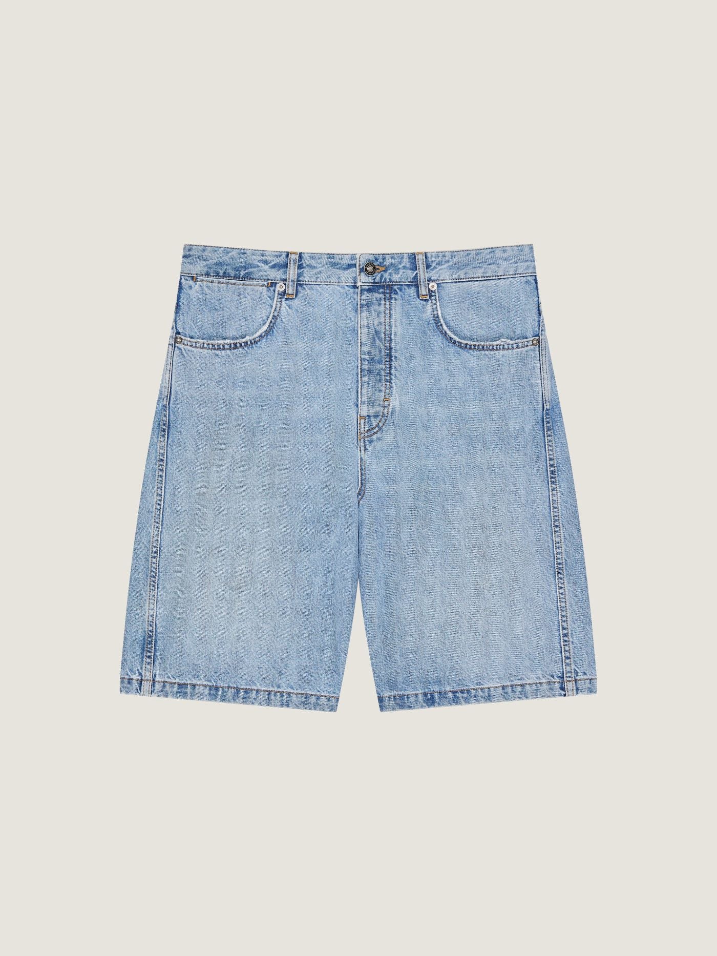 Couture Seam bermuda shorts in light blue denim