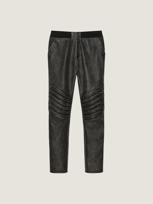 Slim fit biker pants in leather