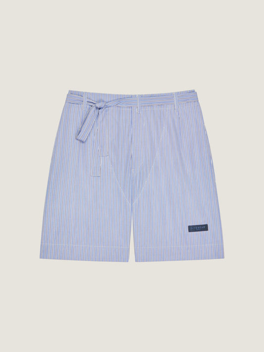 Striped bermuda shorts in cotton with gros grain detail