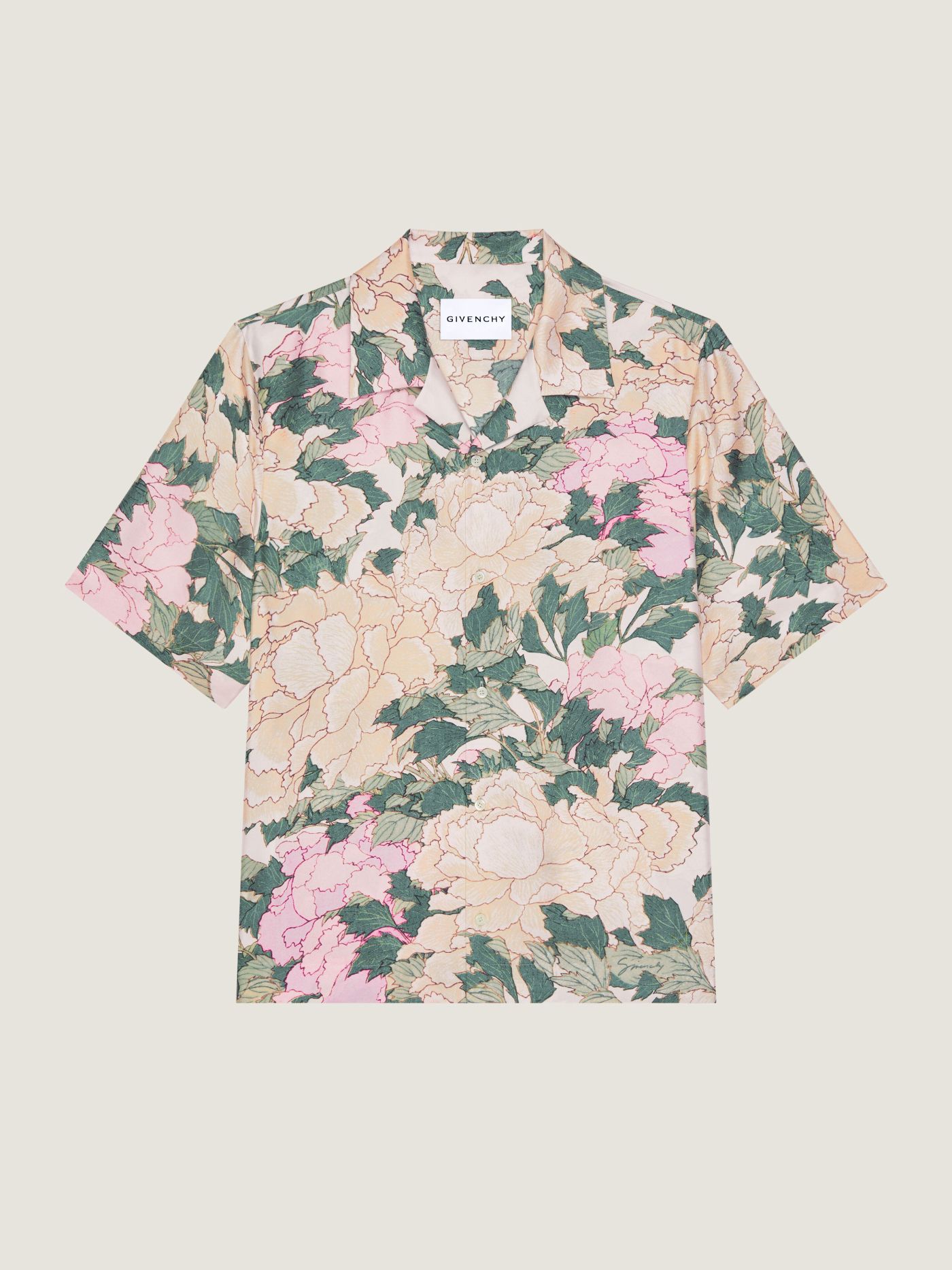 Shirt in silk with Pastel Flowers print