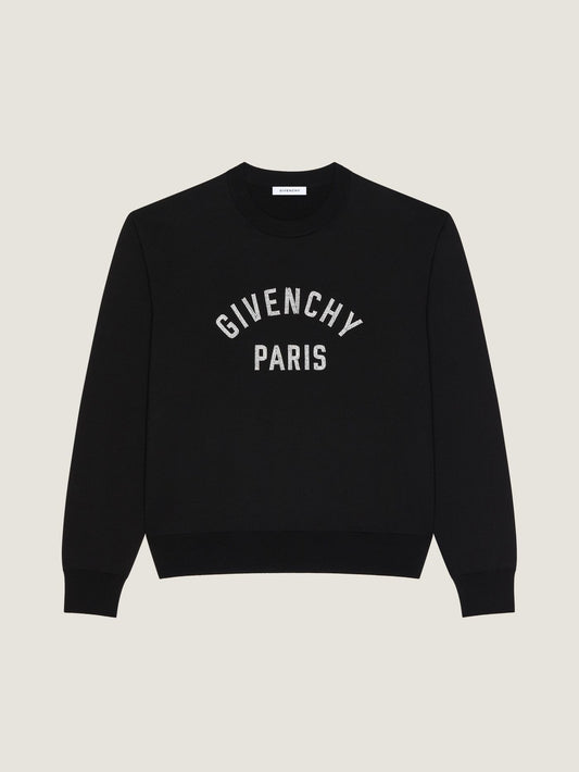 Sweater in knit with Givenchy Paris pearl embroidery