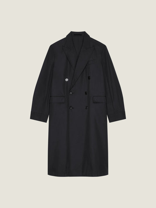 Couture Seam double-breasted coat in poplin