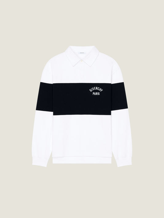 Bicolor polo in cotton with Givenchy Paris embroidery