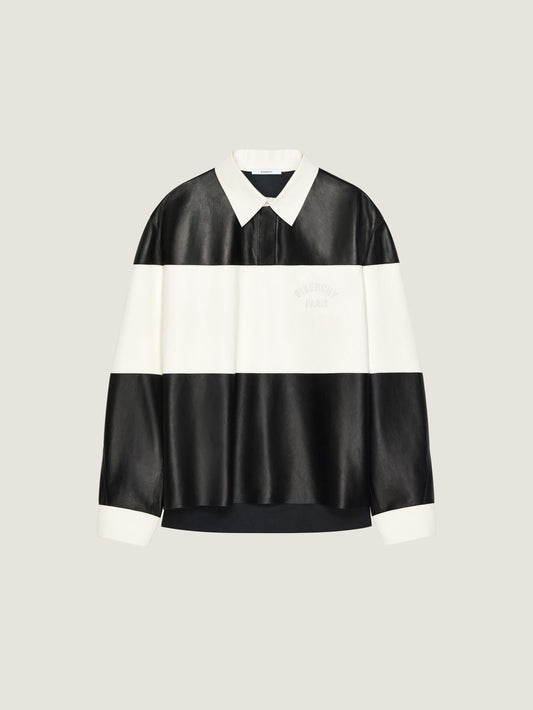 Bicolor polo in nappa leather with Givenchy detail