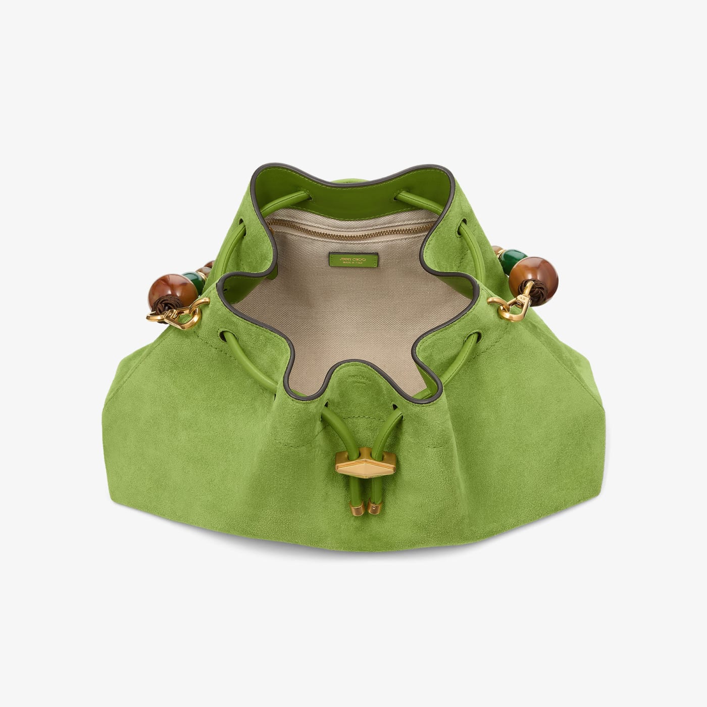 Cinch Medium Clover Suede Shoulder Bag with Braided Bead Strap
