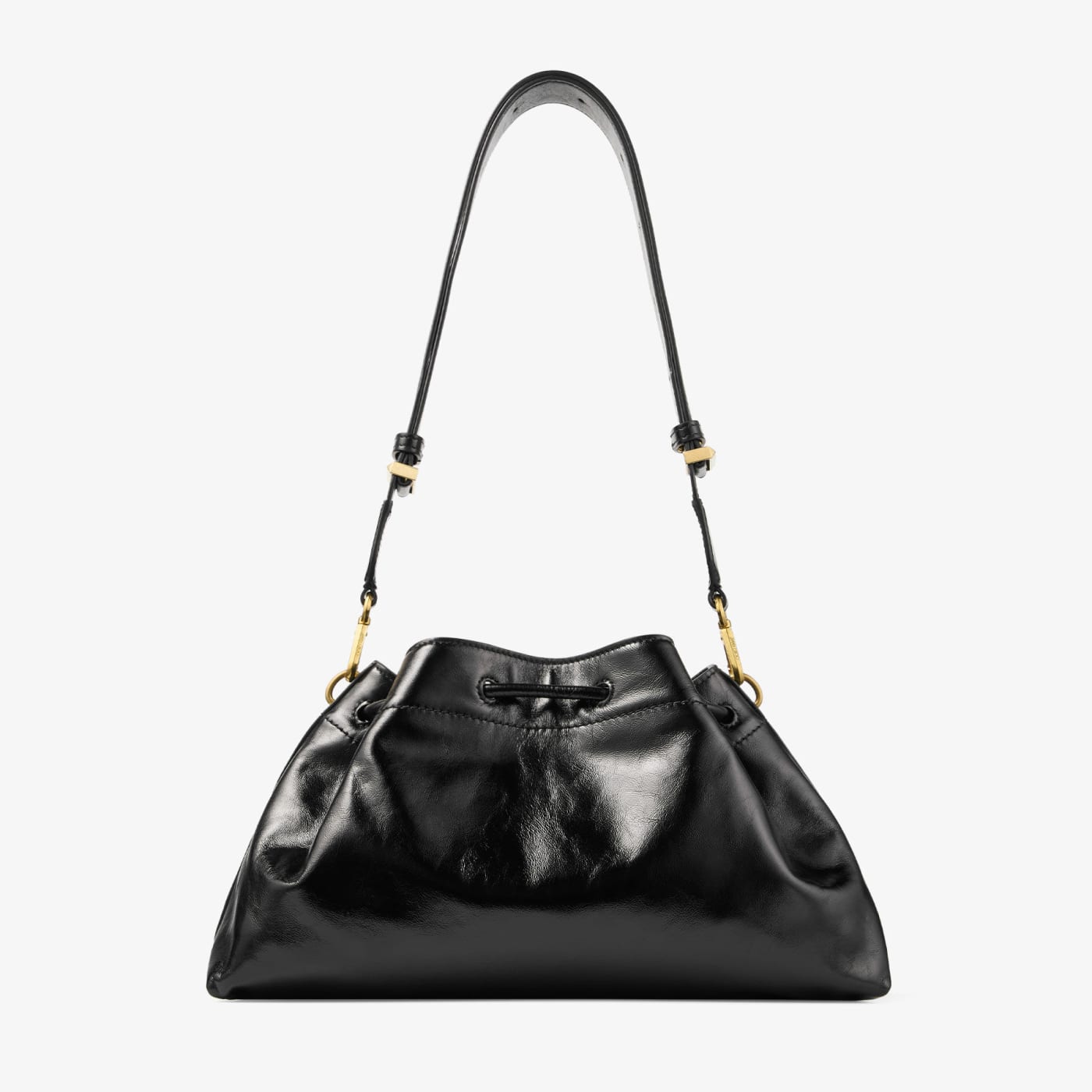 Cinch Medium Black Soft Shiny Biker Leather Shoulder Bag